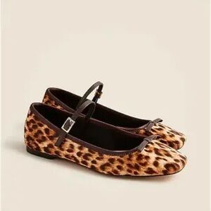 J. Crew Leopard Print Mary Jane Flats - Brown/Tan